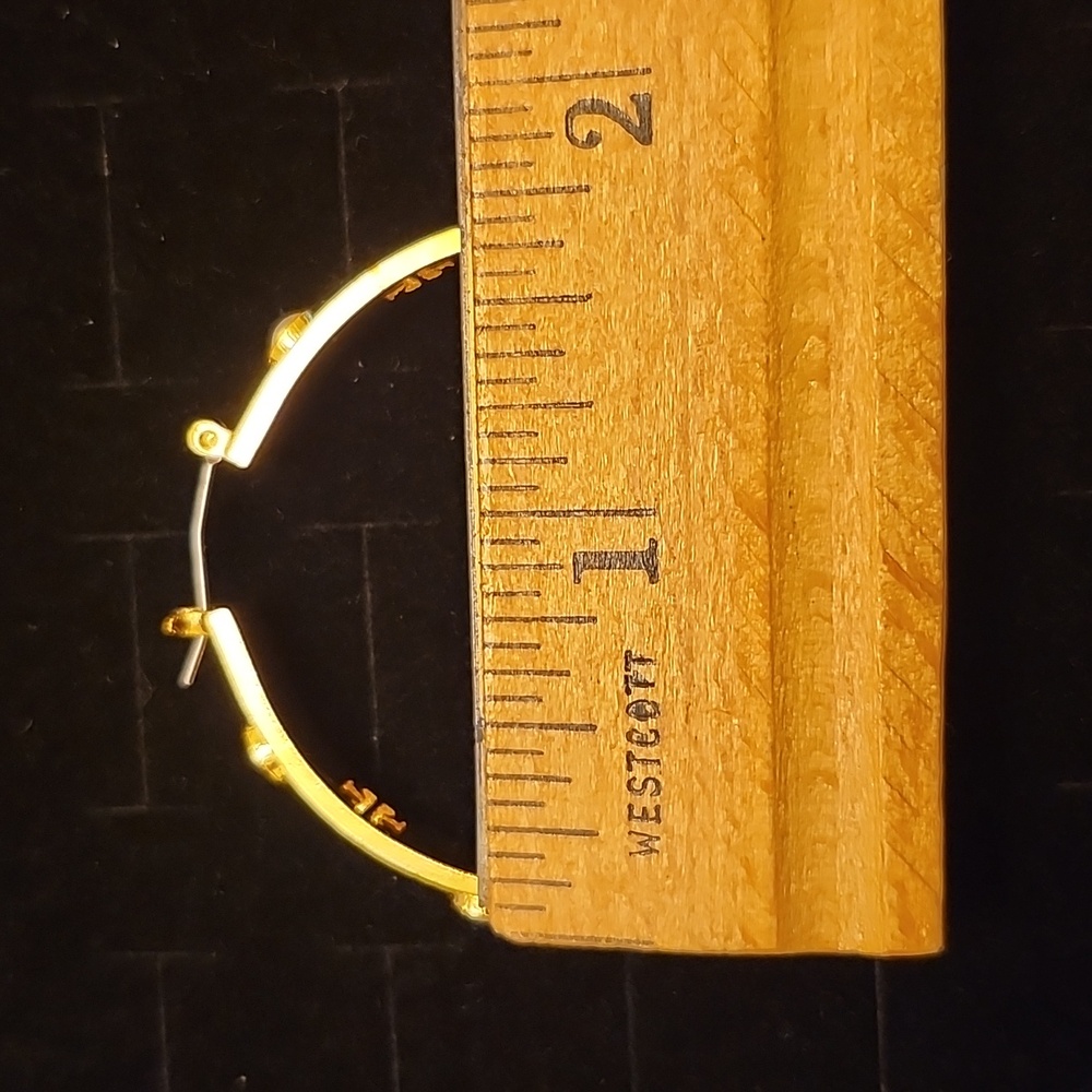 Tory Burch Gold Hoops with Pearl Accents - Picture 10 of 10